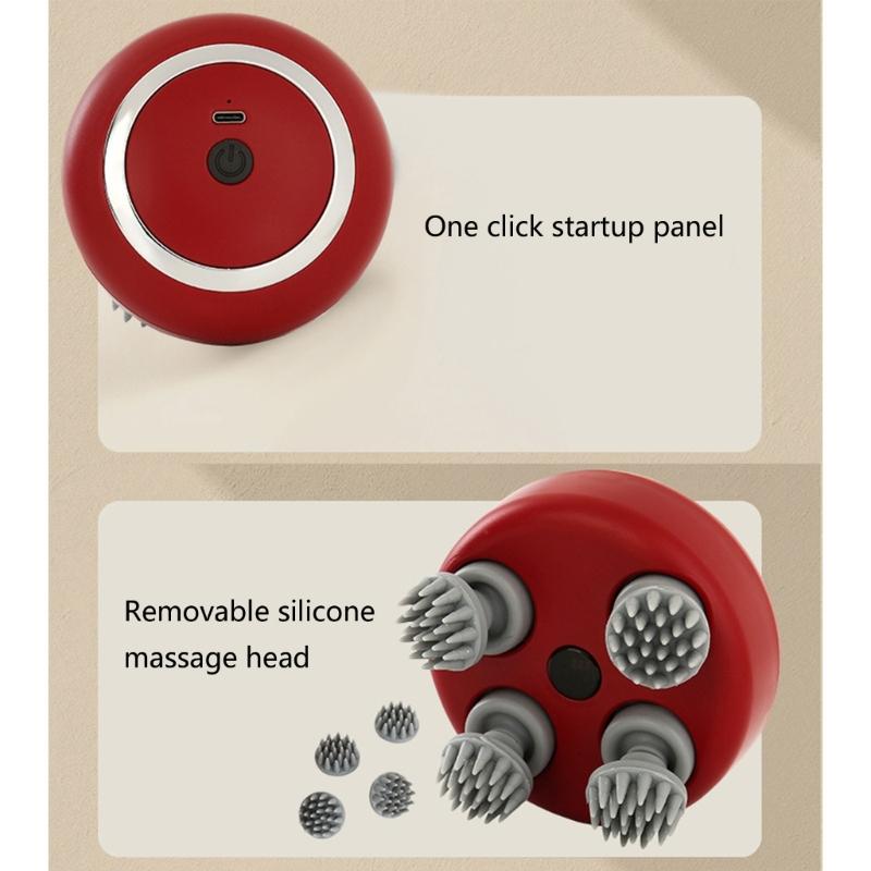 Scalp Massager Portable Electric Head Massager with 3 Massage Mode and 4 Massage Heads Handheld Head Massager for Body