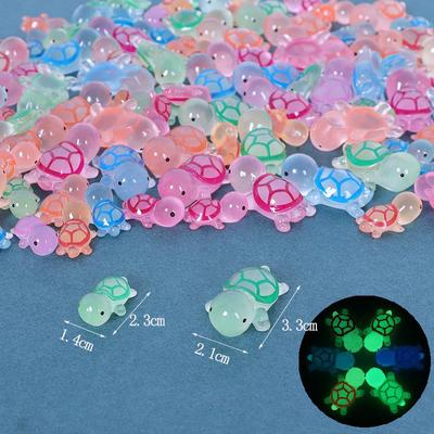 6/10 Stück Mini leuchtende Schildkröte, Heimdekoration, Landschaftsbau, Kunstharz, leuchtende Schildkröte, Garten, Aquarium, Miniatur-Ornamente, Dekoration