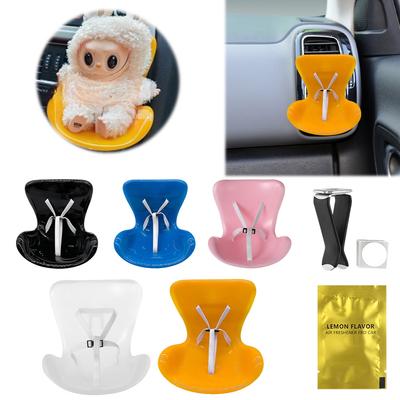 Car Doll Safety Seat for Labubu Cartoon Chair Model with Belt Kawaii Plush Doll Car Seat Ornament Car Air Aromatreatment Decor