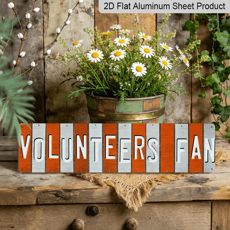 

15.7×3.94inch Volunteer Vintage Metal Sign, Aluminum Decorative Sign, Rustic Wall Decor with Distressed Lettering & Orange Stripes, No Electricity 40cm x 10cm