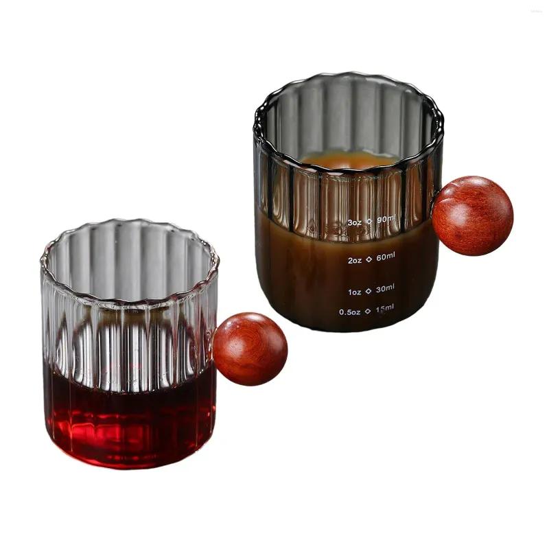 Measuring Tools Glass Milk Mug Can Be Boiled Teacup With Anti Scald Wooden Handle Espresso Cup For Home Cafe Teahouse Kitchen Gadgets CCJ3001