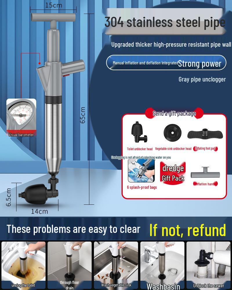 One-Shot Drain Cleaner: Toilet Unclogger & Kitchen Pipe Plunger