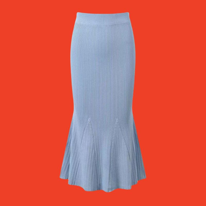 Autumn/Winter 2025 Waist-Cinching Flared Sleeve Knitted Top + Fishtail Coat Set