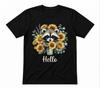 Cute Raccoon Sunflower Perfect For Nature Lovers Summer Gifts Tee Black T-shirt