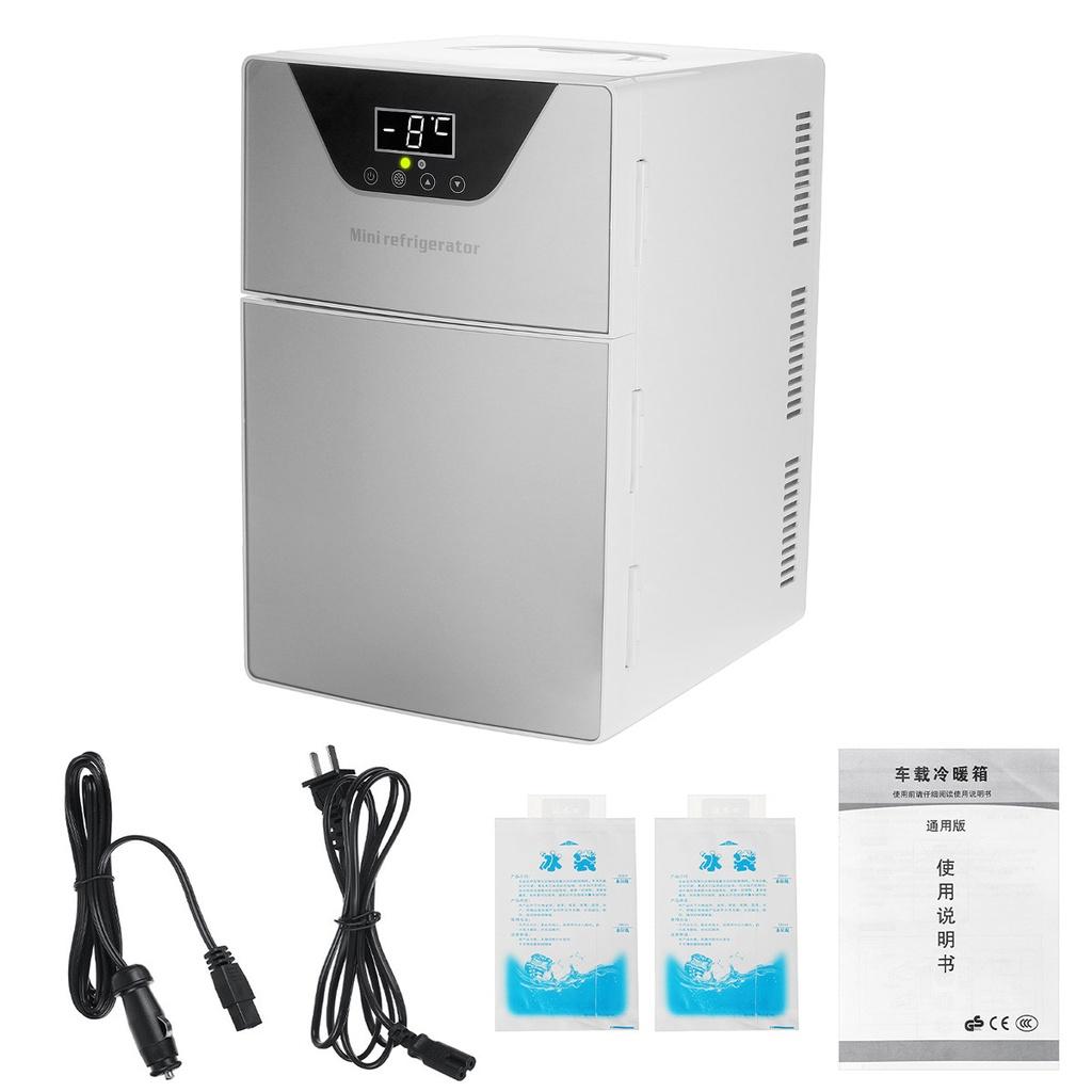 Dual-door Portable Car Refrigerator Temperature Display Freezer Warmer Outdoor DC 20L Mini Fridge Car Home Use for Camping Picnic DC 12V