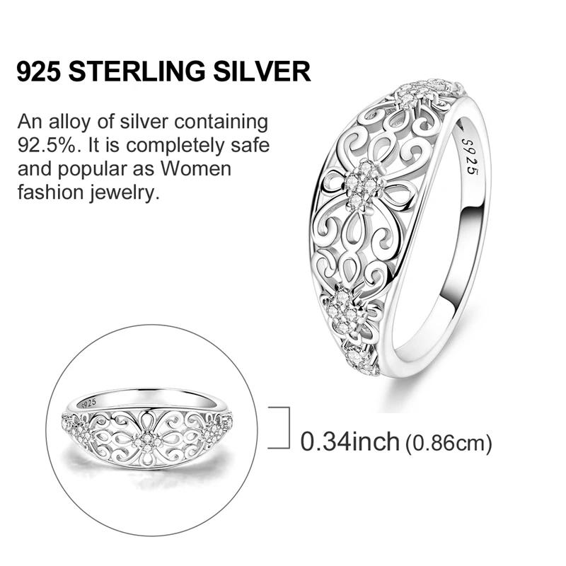 Rings Original 925 Silver Rings Simple Zircon Heart Ring for Wedding Valentine's Day Women Ring Jewelry Gift