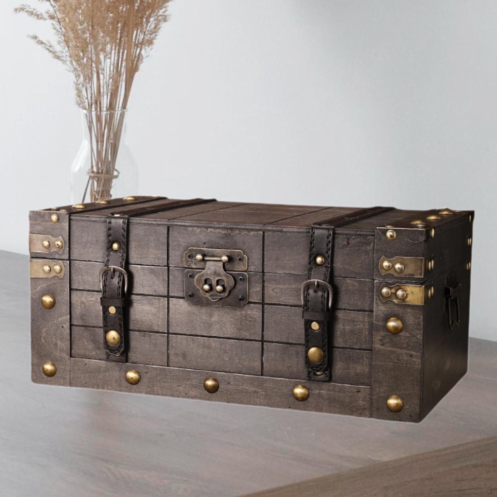 Антикварный декоративный деревянный сундук универсальный для сувениров пиратский сундук сундук для хранения 33cmx20cmx14cm 3630₽