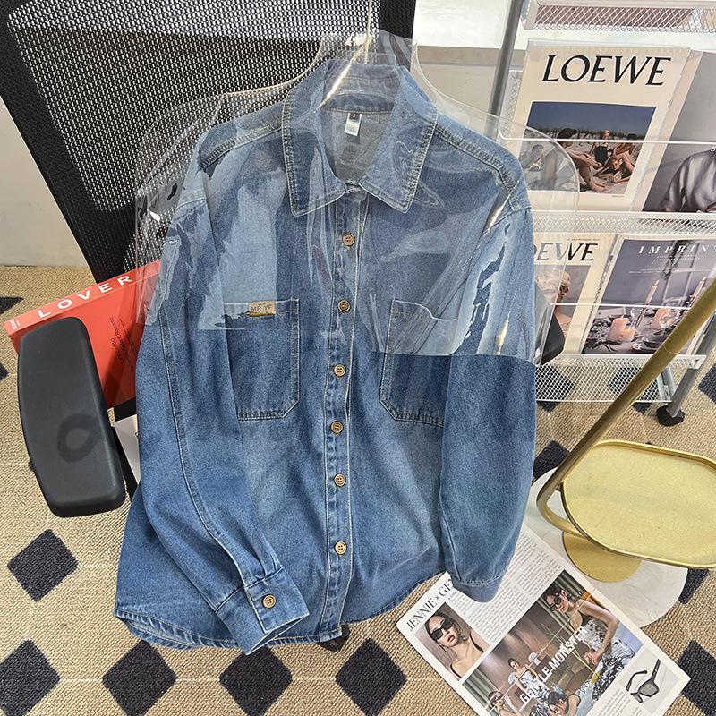 Women s Retro Soft Denim Shirt - Skin-Friendly, Loose, Versatile Top Extra Large синий