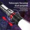 Super Big Flashlight USB Rechargeable Most Strong LED Flash Light Long Range Torch Zoom Outdoor Lamp With Digital Power Display