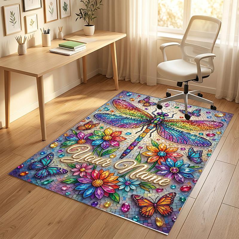 Colorful Cat Theme Soft Crystal Velvet Rug Custom Name & Text Print Non Slip Floor Rug for Bedroom Living Room