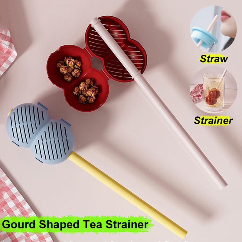 Tea Strainer 2 In 1 Silicone Drinking Straw Tea Steeper Mate Tea Filter Removable Portable Washable Reusable Coffee Tea Tool