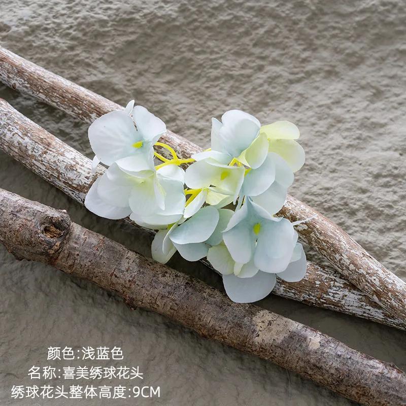 10PCS Hydrangea Head INS Style Artificial Flowers and Green Plants Wholesale Wedding Fake Flower Decoration Decoración Hogar