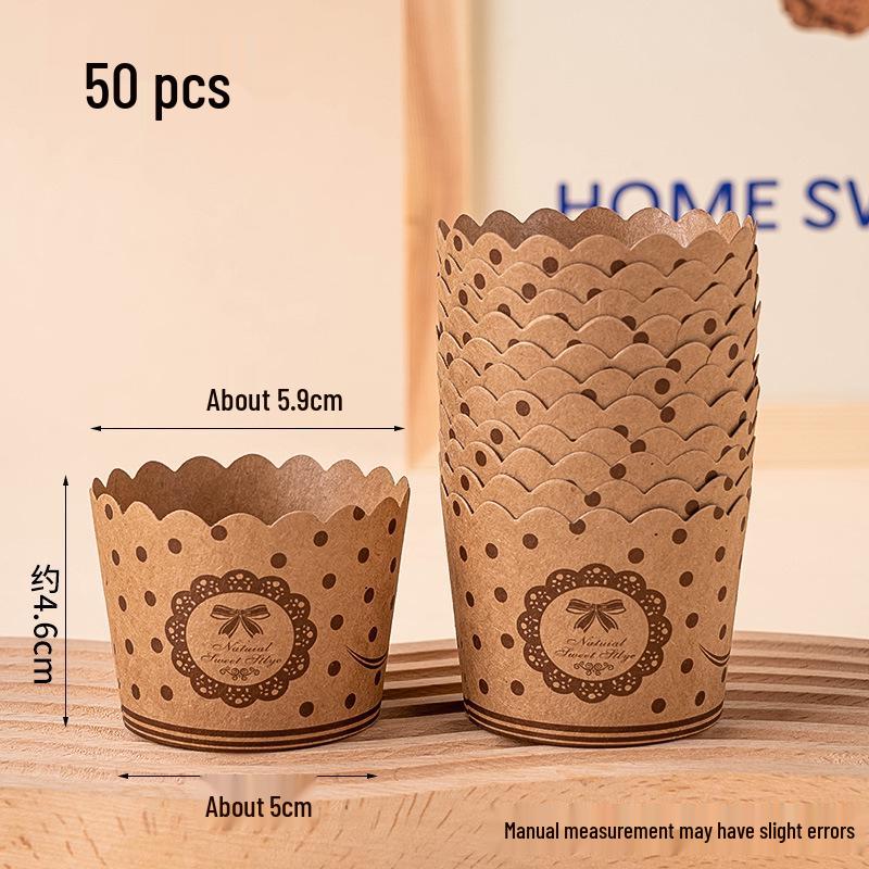50 Hochtemperatur-Beständige Kraftpapier Muffin- & Chiffon-Kuchenförmchen - Lebensmittelqualität, Einweg, Runde Backförmchen