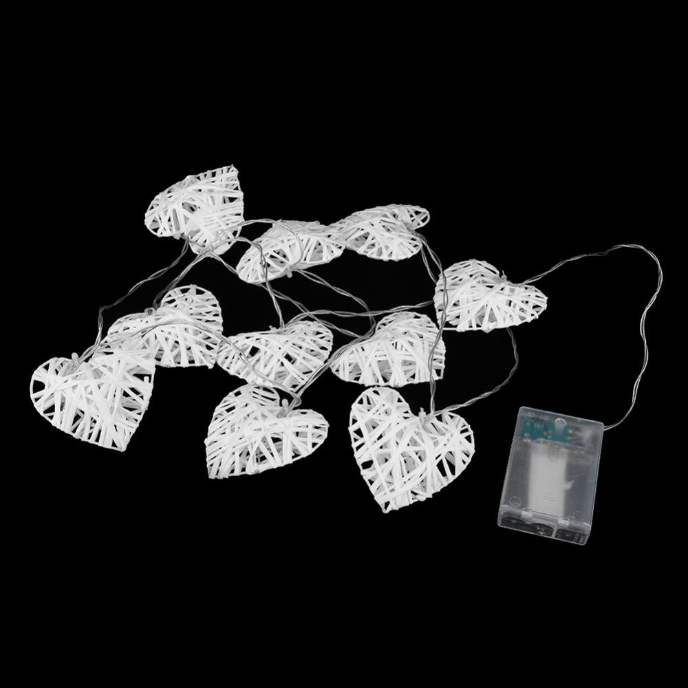 2.8in Heart Rattan Ball 10LED Woven Heart Pendant Scene Layout Ornament  Party Arrangement