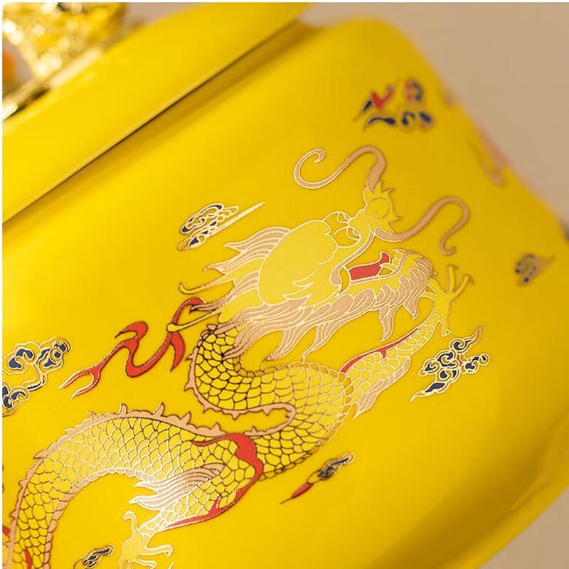 Jun Shiqi ZZ Double Dragon Ceramic Tea Caddy