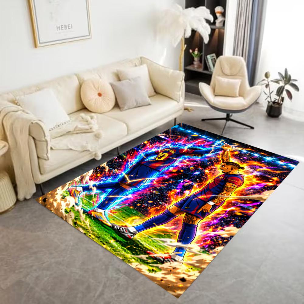 Lamine Yamal's Dynamic Soccer Celebration Area Rug Suitable for Kitchen Hallway Decorate room Dining Room Anti-slip Rug Anime Office Decor
