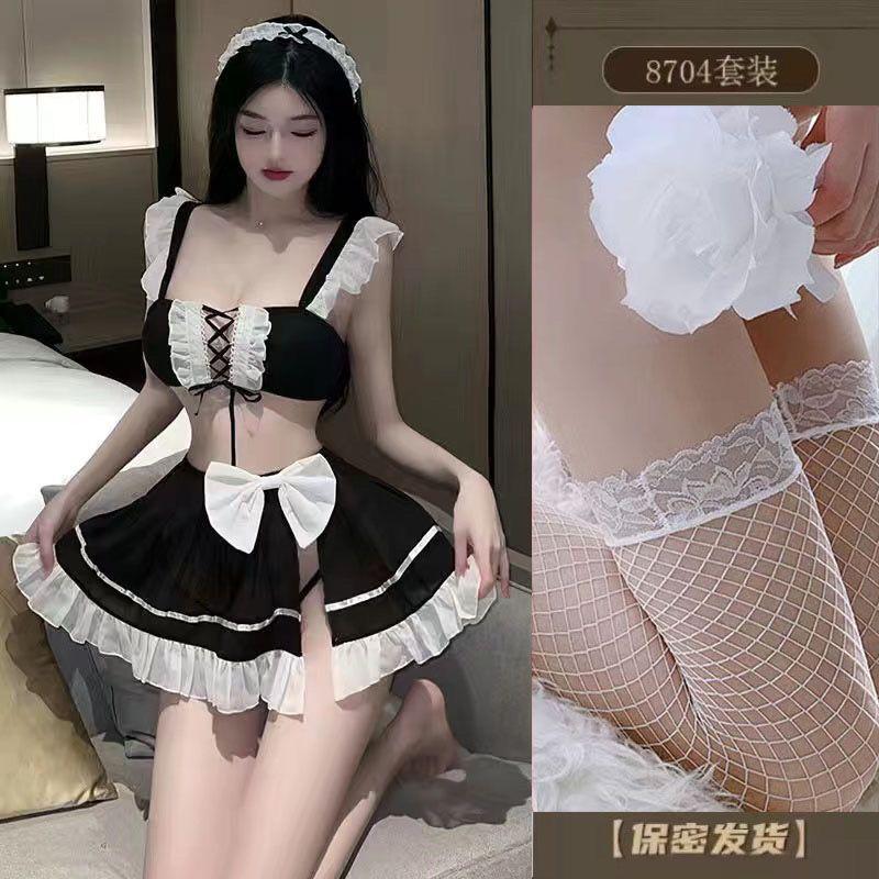 Sex lingerie cosplay mesh backless sexy maid multi-piece maid set batch one piece