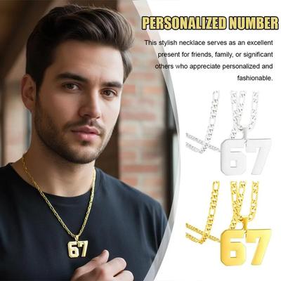 Nummer 67 Halskette für Männer Sportler Nummernkette Edelstahl Trikot Anhänger Personalisierter Schmuck für Sportler Geschenk Männer Basketball