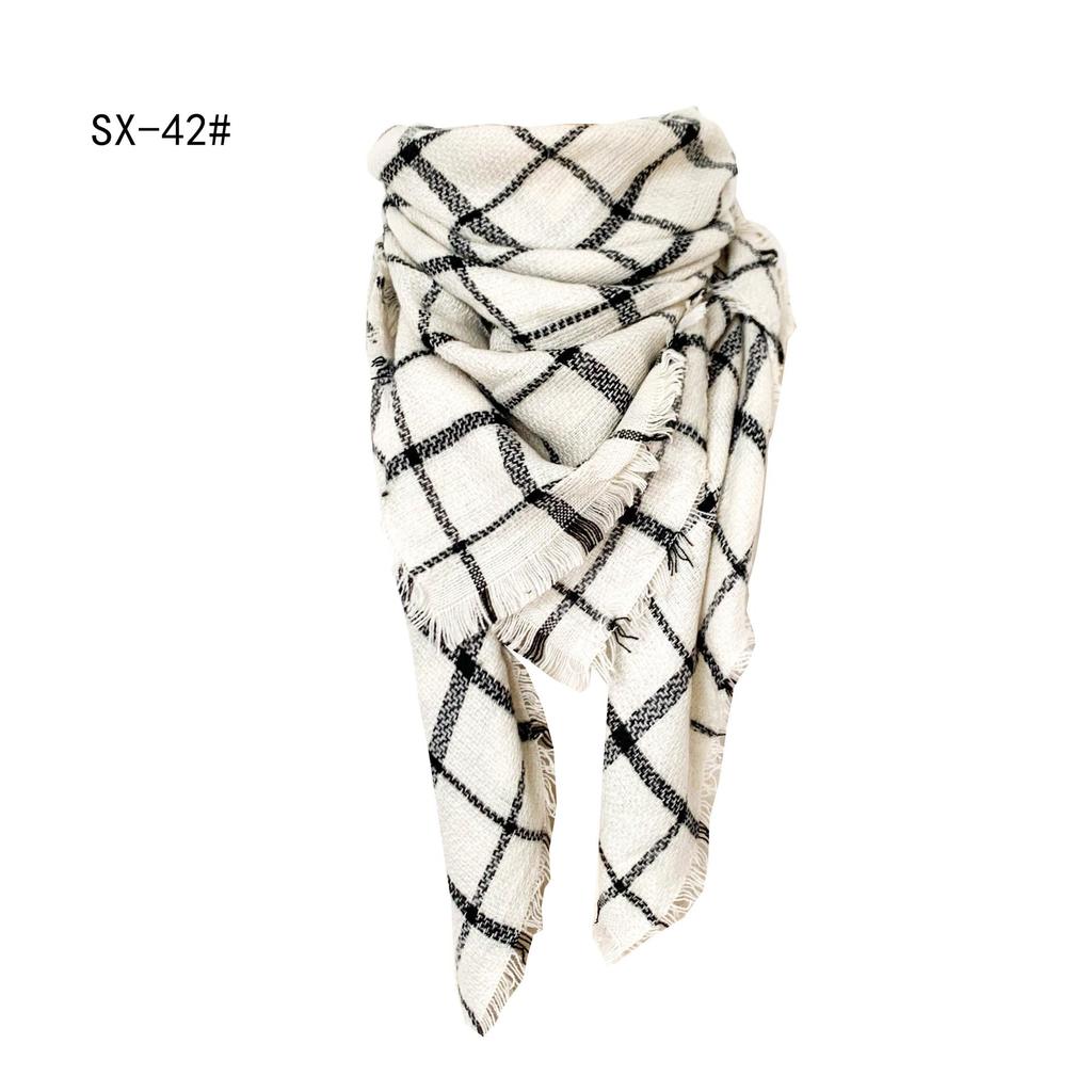 Sciarpa a scialle triangolare a quadri in finto cachemire stile europeo americano - Scaldacollo alla moda versatile per primavera, autunno, inverno