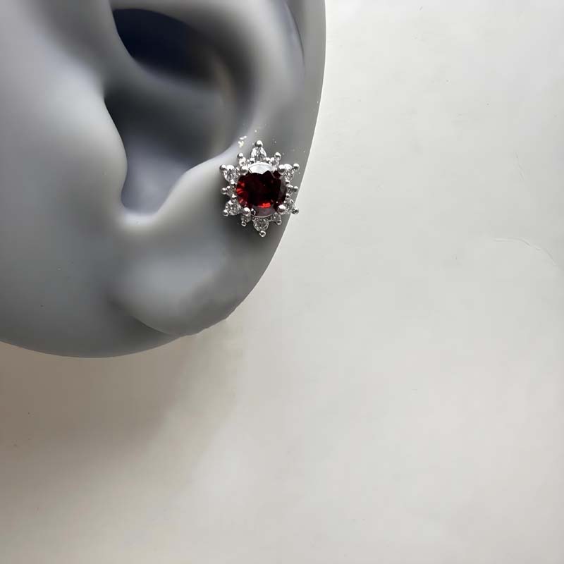 

Punk Red Zircon Heart Wings Drop Earrings for Women Men Sweet Cool Metal Crystal Cross Piercing Earrings Jewelry Accessories