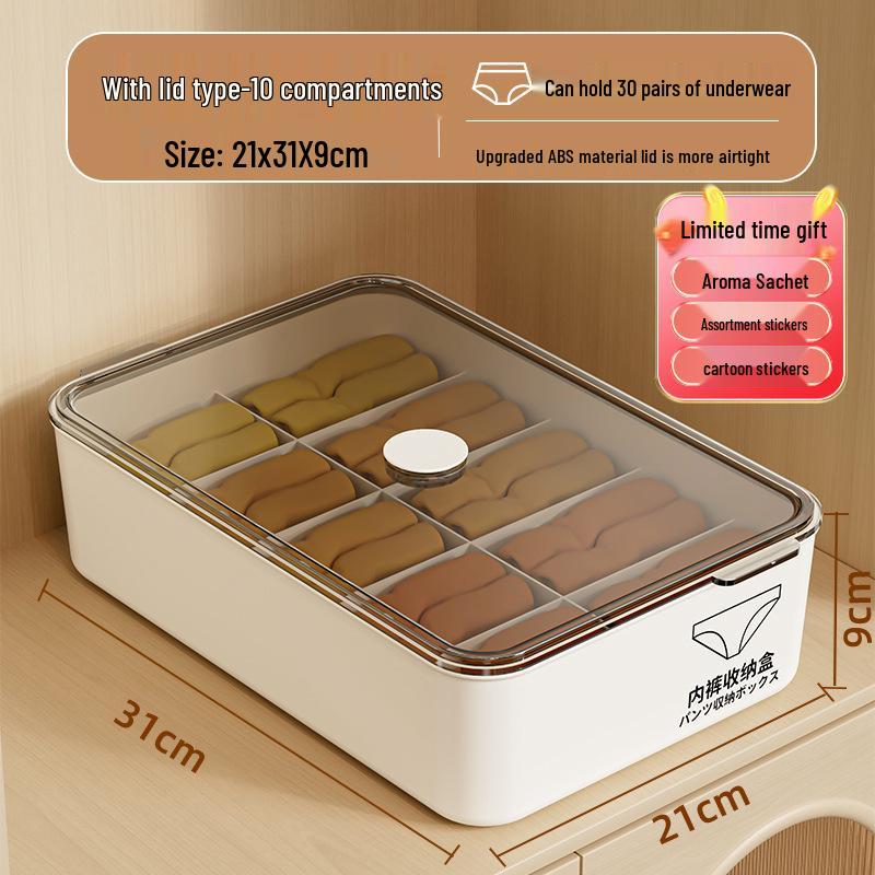 Three-in-One Dorm Underwear Organizer: Compartmented Box for Panties and Socks