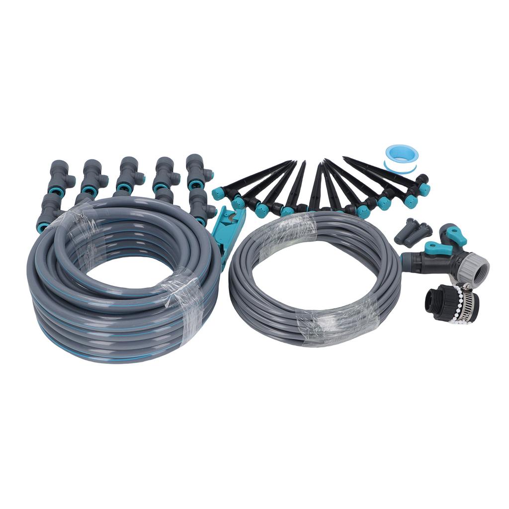 Sistema de Irrigação por Gotejamento 32,8 pés 8 Furos Ajustável Nebulização Precisa Kit de Aspersor de Irrigação por Gotejamento para Jardim Estufa Gramado