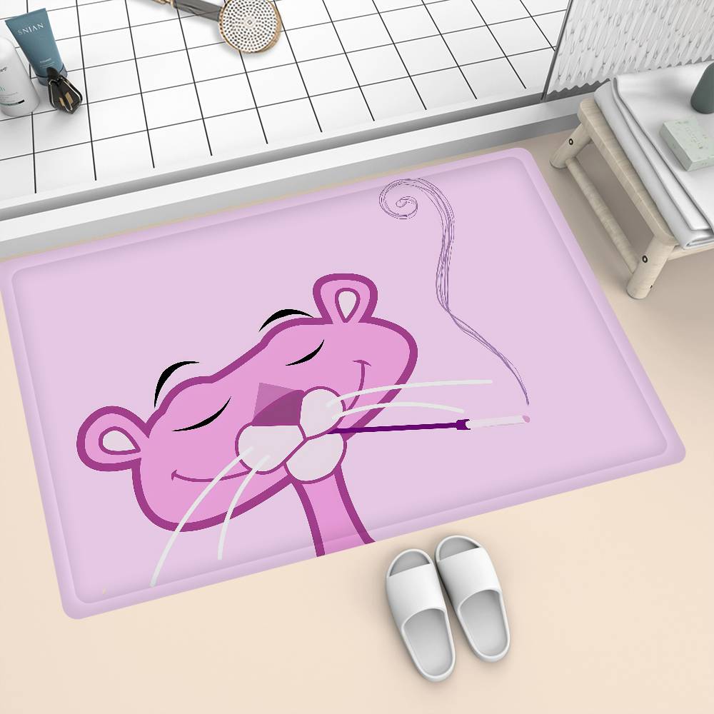 The P-Pink P-Panther Floor Mat Rectangle Anti-slip Home Soft Badmat Front Door Indoor Outdoor Mat Hotel Decor Mat