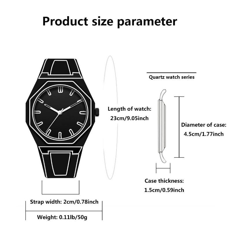 2D Sketch Line Men's Watch Fashion Minimalist Dial Silicone Strap Cartoon Comic Design Analog Quartz Wristwatches for Man Woman