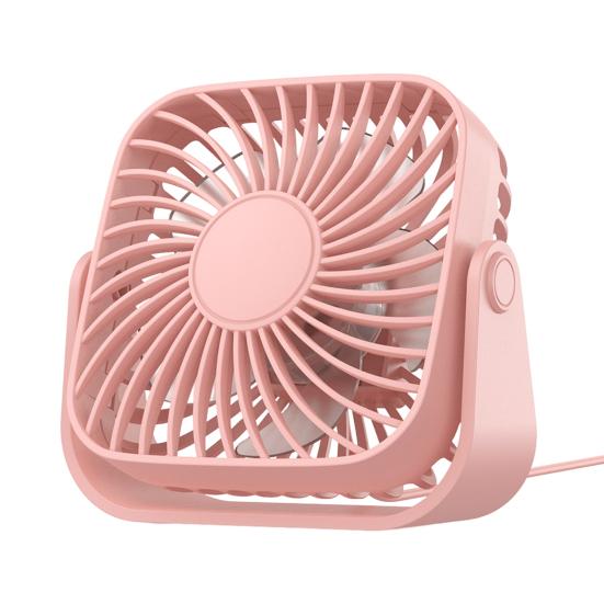 

Настольный вентилятор Мощный воздушный поток Тихая работа 3 скорости Вращающаяся на 360 градусов головка Вентилятор охлаждения с питанием от USB розовый