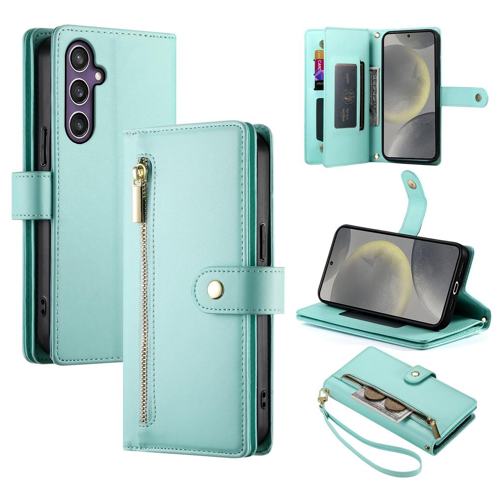 DF-011 For Samsung Galaxy S24 Case PU Leather Crossbody Phone Cover with Zipper Pocket