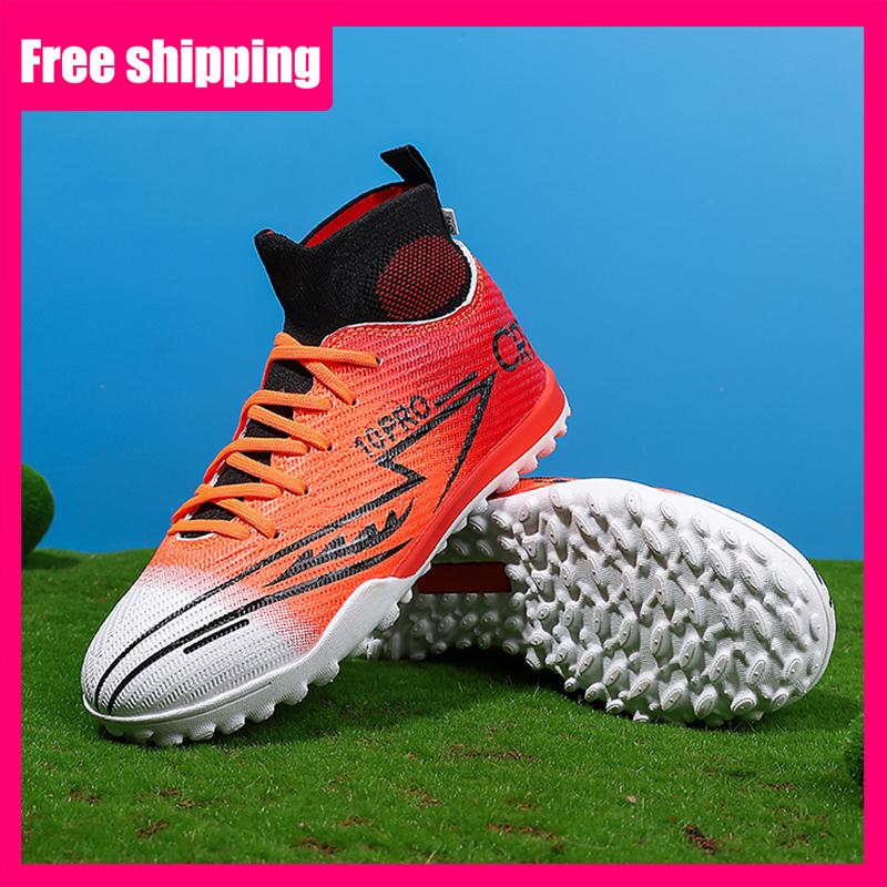 Childrens Football Shoes High Gang TF Original Social Artificial Grass Indoor Anti Slip Training Match Specific Football Boots