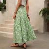 2026 Summer Boho Paisley Print Long Skirt with Elastic Waist and Tassel Drawstring