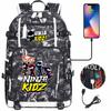 Print Kids Backpack with USB Charging Port, Teenagers School Bookbag, Lightweight Travel Daypack with Headphone Jack Anti-Theft Design