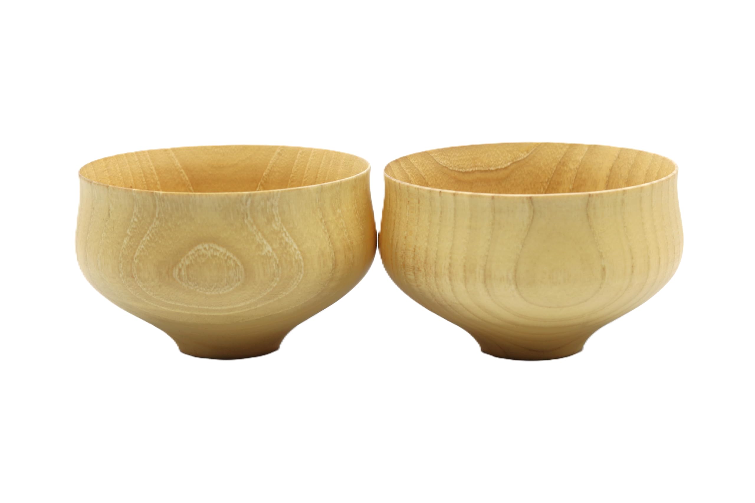 

Kishu Lacquerware, Kakuda Seibei Shoten: Dishwasher-safe wooden soup bowls, B.C. KAME type 2, Natural, Set of 2.