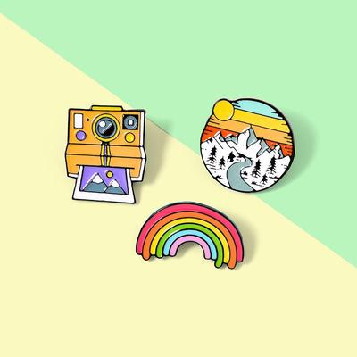 Rainbow Sunset Mountains Photography Brooch - Creative Scenic Fashion Accessory