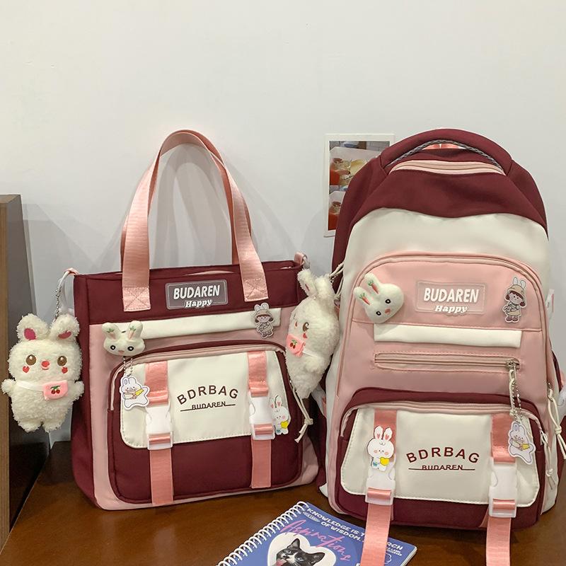 Schoolbag Children Elementary School Girls Junior High School Students Large Capacity Color Blocking Large Capacity Backpack