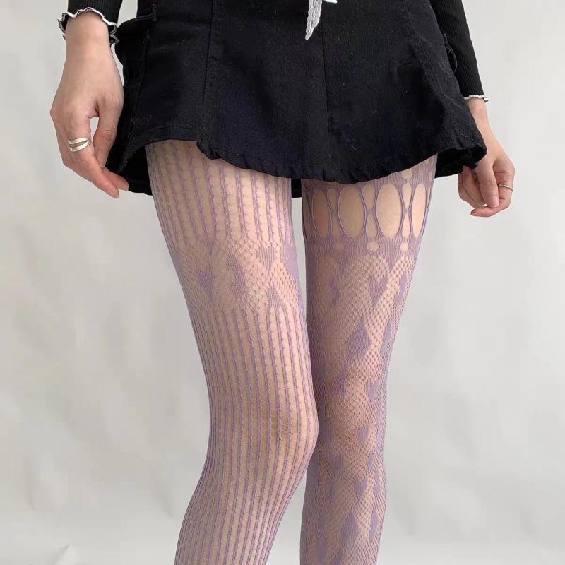 Women Sexy Lace Fishnet Stockings Lolita Hollow Out Solid Pantyhose Women's Irregular Exposed Skin Tights Slim Y2kBody Stockings