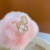 Korea  Fashion Jewelry 14K Real Gold AAA Zircon Pearl Butterfly Ring Elegant Opening Adjustable Women's Birthday Gift ring