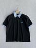 Nanyou Damen College-Stil Farbblock-Polo mit Kragen, kurzärmliges Oberteil - Neu Frühling M Marke Vielseitiges Design