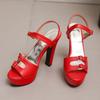 Red Women Platform Slingback Sandals Peep Toe High Spike Heel Large Plus Size 50 Nightclub