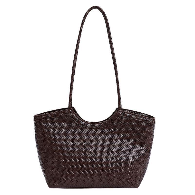 French Retro Woven Underarm Tote - Large Capacity Single Shoulder Handbag Casual Basket for Vacation