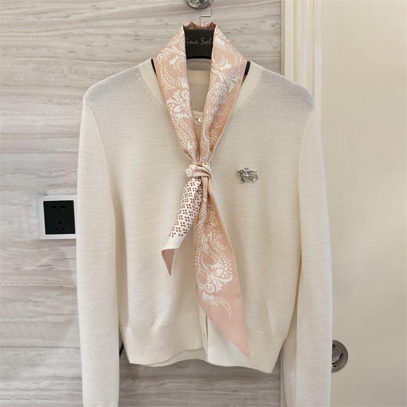 NINA SOLOR Light Peacock Flower Double-Sided Silk Scarf