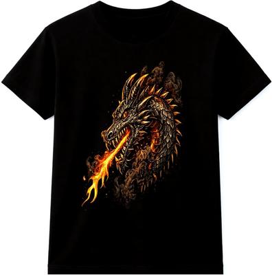 Dragon T Shirt Fire Breathing Dragon Head Fantasy Graphic Vintage Tee
