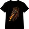 Drachen T-Shirt Feuer speiender Drachenkopf Fantasy Grafik Vintage T-Shirt