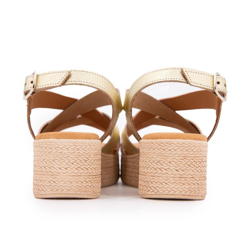 Sandales compensées gold imprimé croco Femme BIOSTOCK