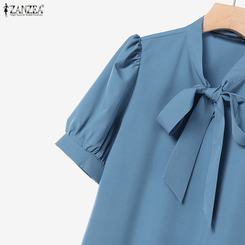 ZANZEA Women Short Sleeve Blouse and Pants Casual Two Piece Suit Sets