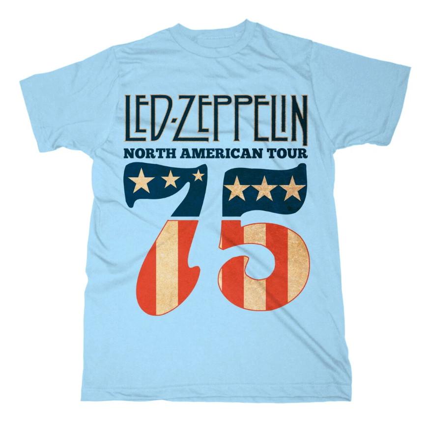 Led Zeppelin 1975 North American Tour Blue T-shirt S-5XL XXXL