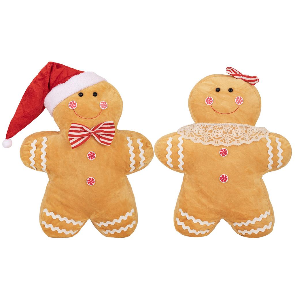Festive Gingerbread Man Stuffed Throw Pillow for Christmas Festival Soft Plush Toy Pillow Seasonal Holiday Home Decors