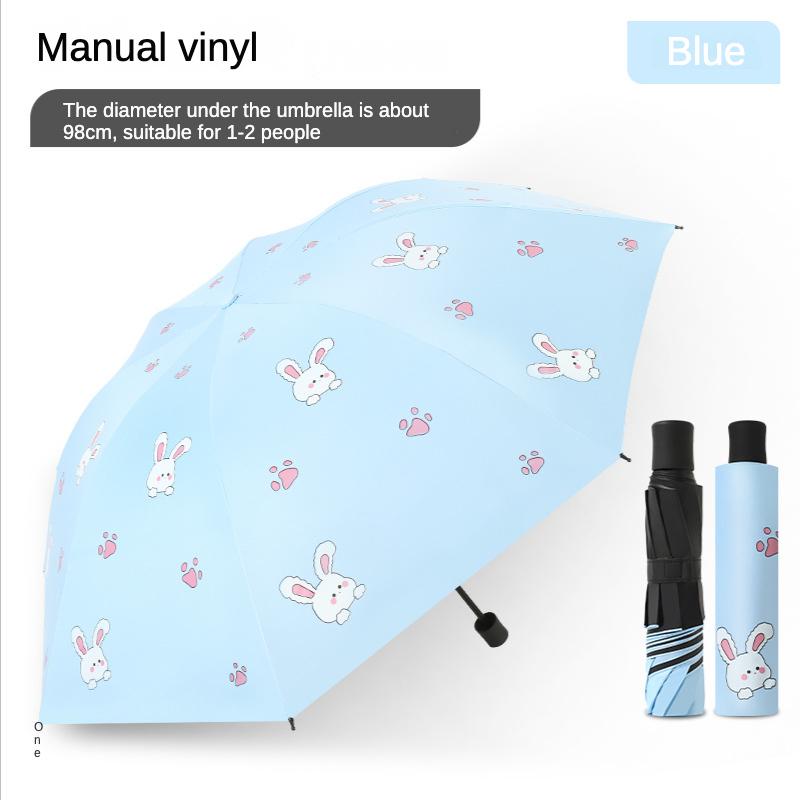 Cute Kids Umbrella Thick Black Glue Fully Automatic Umbrella Rabbit Sunshade for Girl Child Umbrella Student Umbrellas