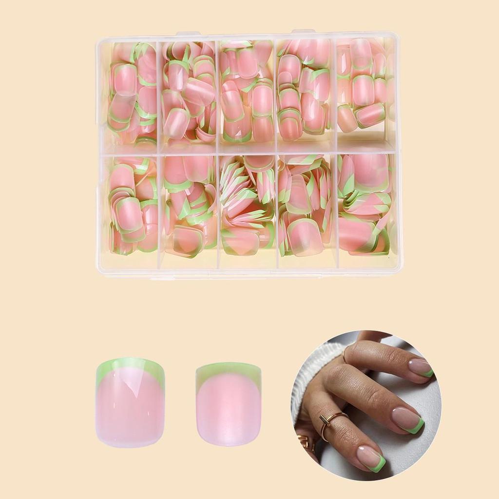 High-End Summer Nude & Pink French False Nails - 120 Piece Set